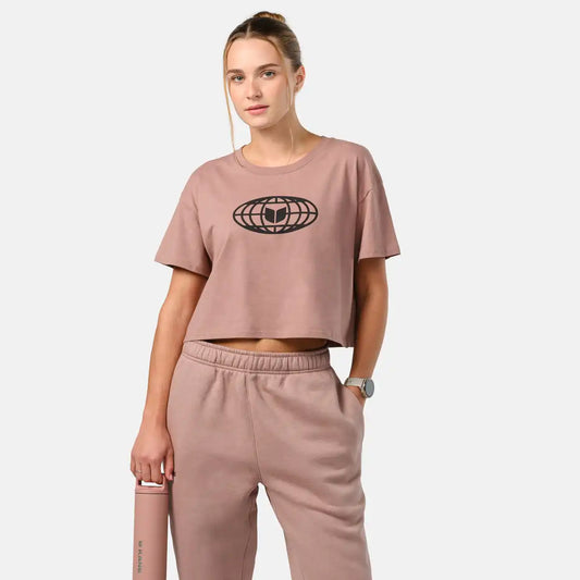 Women's Globe Crop Tee - Hazy Pink