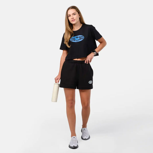 Women's Globe Crop Tee - Black